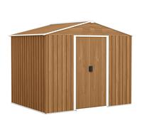 Outsunny 8x6 Metal Storage Shed Galvanised Steel Frame Garden Storage Shed with Sloped Roof, Double Door for Homeowners, Brown Aosom UK