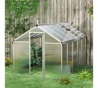 Outsunny 8x6ft Aluminium Greenhouse with/ Door Window Galvanised Base PC Panel - 10x6ft - Galvanised Base