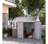 Outsunny 8x6ft Metal Garden Shed - Grey, Outdoor Storage w/ Doors, Window, Metal