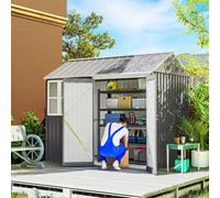 Outsunny 8x6ft Metal Garden Shed Outdoor Storage Shed w/ Doors Window - Grey | TJ Hughes