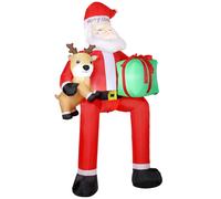 Outsunny 9.3ft Giant Christmas Inflatable Hanging Santa Claus w/ Reindeer