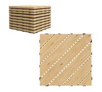 Outsunny 9 Pcs Wooden Interlocking Decking Tiles, 30 x 30 cm Anti-slip Outdoor Flooring Tiles, 0.81m² per Pack, All Weather Use for Patio, Balcony, Terrace, Hot Tub, Yellow Yellow