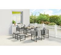 Outsunny 9-Piece Outdoor Dining Set with Table Chairs and Footstools