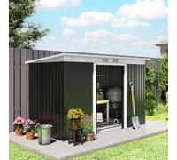 OUTSUNNY 9 x 4FT Outdoor Metal Frame Garden Storage Shed w/ 2 Door in Dark Grey Outsunny Dark Grey