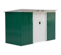 Outsunny 9 x 4.25Ft Outdoor Garden Storage Shed W/2 Door Galvanised Metal Green