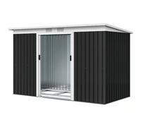 Outsunny 9 X 4Ft Metal Garden Storage Shed W/ 2 Door, Dark Grey