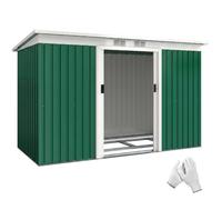 Outsunny 9 x 4FT Waterproof Metal Garden Storage Shed w/ 2 Door, Dark Green