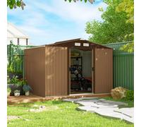 Outsunny 9’ x 6’ Metal Apex Storage Shed - Brown