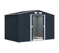 Outsunny 9 x 6FT Galvanised Garden Storage Shed with Sliding Door, Dark Grey