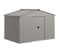 Outsunny 9 x 6FT Galvanised Garden Storage Shed with Sliding Door - Grey | TJ Hughes