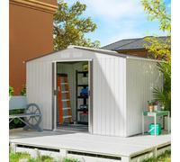Outsunny 9 X 6Ft Galvanised Garden Storage Shed With Sliding Door, Silver
