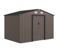 Outsunny 9 x 6ft Metal Garden Shed, Outdoor Storage Tool House with Ventilation Slots and Lockable Double Doors, Brown Aosom UK