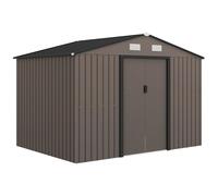 Outsunny 9 x 6ft Metal Garden Shed, Outdoor Storage Tool House with Ventilation Slots, Foundation Kit and Lockable Doors