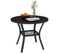Outsunny 90 cm Garden Dining Table, Round Garden Table with Parasol Hole