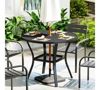 Outsunny 90 cm Garden Dining Table, Round Garden Table with Parasol Hole