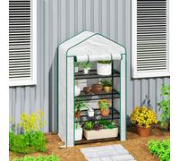 Outsunny 90 X 49 X 160Cm Portable Mini Greenhouse With Shelves, White