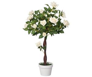 Outsunny 90cm Artificial Rose Tree with Twisted Trunk White