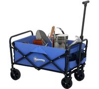 Outsunny 62L Festival Trolley, 120Kg Heavy Duty Folding Trolley Cart, Blue