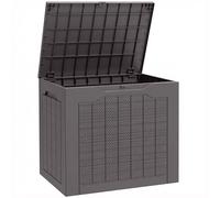Outsunny 93L Plastic Garden Storage Box, Outdoor Storage Box with Handles, Waterproof Outdoor Storage Container, Brown