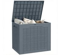 Outsunny 93L Plastic Garden Storage Box, Outdoor Storage Box with Handles, Waterproof Outdoor Storage Container for Garden Tools and Accessories, Light Grey