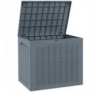 Outsunny 93L Plastic Garden Storage Box, Outdoor Storage Box with Handles, Waterproof Outdoor Storage Container, Light Grey