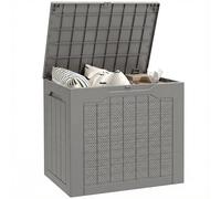 Outsunny 93L Plastic Garden Storage Box, Outdoor Storage Box with Handles, Waterproof Outdoor Storage Container for Garden Tools and Accessories, Khaki