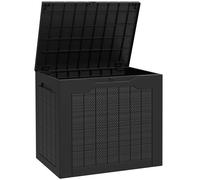 Outsunny 93L Plastic Garden Storage Box, Outdoor Storage Box with Handles, Waterproof Outdoor Storage Container, Black