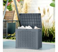 Outsunny 93L Plastic Garden Storage Box, Outdoor Storage Box with Handles, Waterproof Outdoor Storage Container for Garden Tools and Accessories, Light Grey