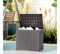 Outsunny 93L Plastic Garden Storage Box, Storage Container W/ Handles, Brown, Brown