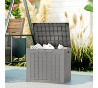 Outsunny 97L Plastic Garden Storage Box with Handles Waterproof Khaki