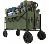 Outsunny 95L Foldable Festival Trolley on Wheels, Dark Green - Green - 103 L x 46.5 W x 97 H cm - Metal, Oxford Fabric
