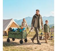 Outsunny 95L Foldable Festival Trolley on Wheels, Dark Green