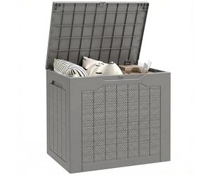 Outsunny 97L Plastic Garden Storage Box, Outdoor Storage Box with Handles, Waterproof Outdoor Storage Container for Garden Tools and Accessories, Khaki