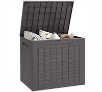 Outsunny 97L Plastic Garden Storage Box with Handles Waterproof Brown