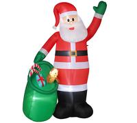 Outsunny 9ft/275 cm Christmas Inflatable Santa with Bear Sack, Giant Christmas Blow Up Decoration with Built-in LED Lights for Garden, Indoor Outdoor Home Decor