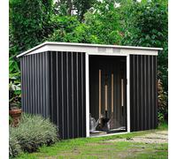 Outsunny 9ft x 4ft Metal Garden Shed, Outdoor Tool House with Foundation Kit, Ve