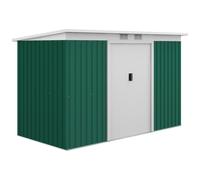 Outsunny 9ft x 4ft Metal Garden Shed, Outdoor Tool House with Foundation Kit, Ventilations and Double Doors, Deep Green