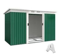 Outsunny 9ft x 4ft Metal Garden Shed Waterproof Deep Green