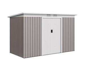 Outsunny 9ft x 4ft Metal Garden Shed Waterproof Light Grey