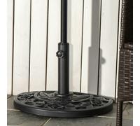 Outsunny 9kg Half Round Parasol Base Heavy Duty Weighted Umbrella Holder Stand - Black - HDPE, Cement and Metal - Φ50 x 32D x 32Hcm