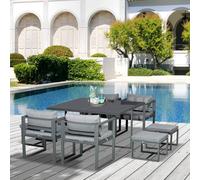 Outsunny 9pc Patio Dining Sets w/ 4 Cushioned Chairs, Grey
