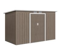 Outsunny 9x4 Metal Garden Shed with Foundation Kit and Sliding Doors, Garden Storage with Ventilations, Light Grey Aosom UK