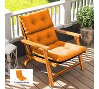 Outsunny Tufted Adirondack Chair Cushion, Thick Garden Seat Cushion Pad with Backrest, Rocking Chair Cushion with Ties for Outdoor and Indoor Use, Orange