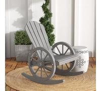 Outsunny Adirondack Rocking Chair Porch Poolside Garden Lounging Carbonized Wood - Grey - Fir Wood - 68W x 88D x 92H cm