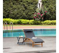 Outsunny Lounge Chair w/ 3 Adjustable Back/Headrest - Black, Black