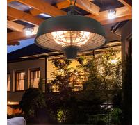 Outsunny Adjustable Infrared Halogen Ceiling Mounted Light Heater 1000/2500W - Black - Metal, plastic, halogen