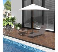 Outsunny Adjustable Sun Bed Garden Lounger Recliner Relaxing Camping Coffee