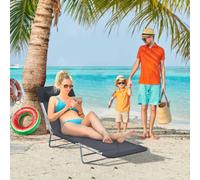 Outsunny Adjustable Sun Bed Garden Lounger Recliner Relaxing Camping In Black Black