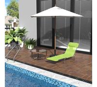 Outsunny Adjustable Sun Bed Garden Lounger Recliner Relaxing Camping In Green Green