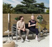 Outsunny All-Weather Garden Loveseat with Removable Cushions, Charcoal Grey - Charcoal grey - Polyester - 126W x 66D x 64H cm